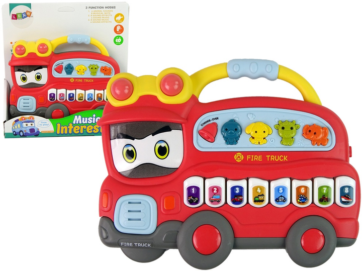 Pianinko interaktywne Lean Toys Straż Pożarna Czerwone 11706 (5905214973650) - obraz 2