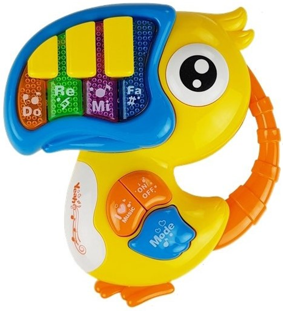 Pianinko-organek Lean Toys Do Re Mi Papuga Żółty 4065 (5907625580564) - obraz 3