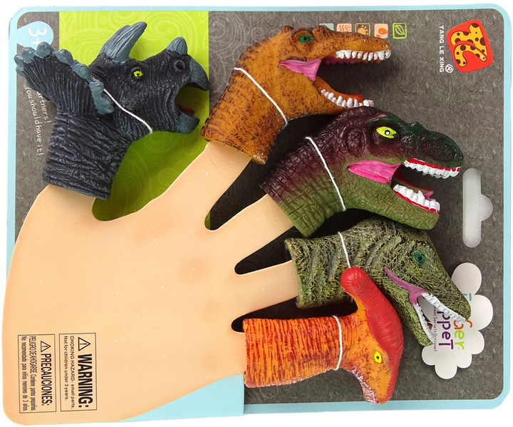 Zestaw pacynek na palec Lean Toys Dinozaury Kolorowe 5 szt 15711 (5905679072295) - obraz 1