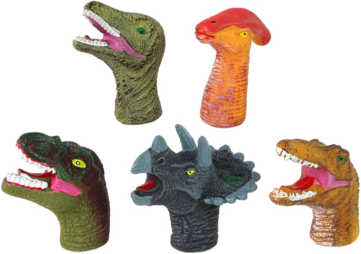 Zestaw pacynek na palec Lean Toys Dinozaury Kolorowe 5 szt 15711 (5905679072295) - obraz 3