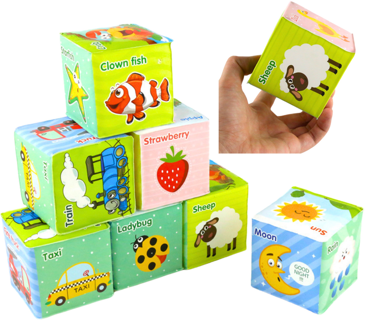 Klocki edukacyjne Lean Toys z literkami i zwierzątkami 8 elementów 22886 (5905991052357) - obraz 1