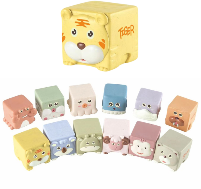 М’які кубики Lean Toys Тварини 12 елементів 24699 (5905991057499) - зображення 2