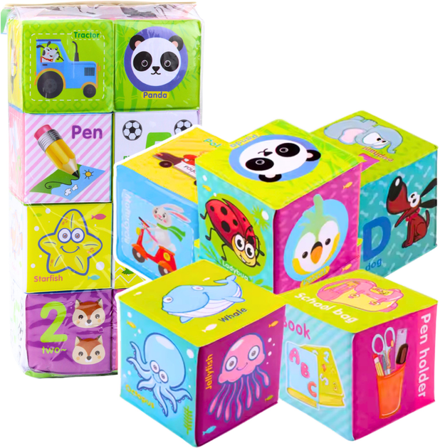 Klocki edukacyjne Lean Toys z literkami i zwierzątkami 8 elementów 22885 (5905991052340) - obraz 2