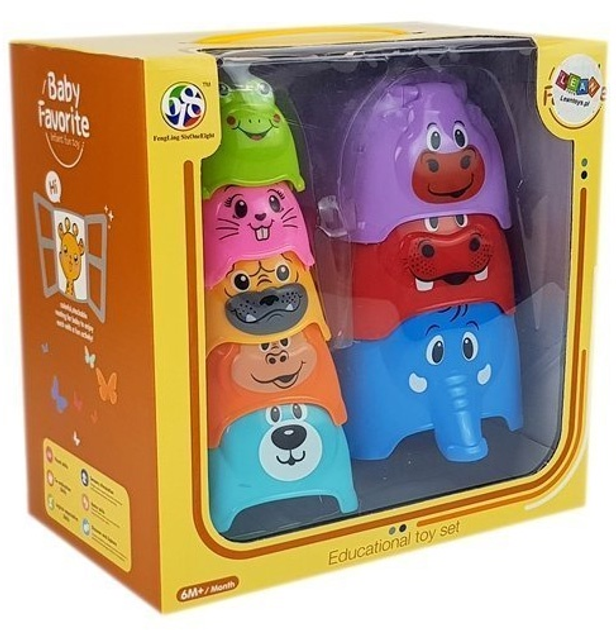 Piramidka-kubeczki dla niemowlaka LEAN Toys Zwierzątka 7164 (5905323218697) - obraz 1
