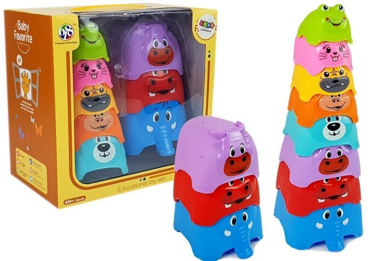 Piramidka-kubeczki dla niemowlaka LEAN Toys Zwierzątka 7164 (5905323218697) - obraz 3