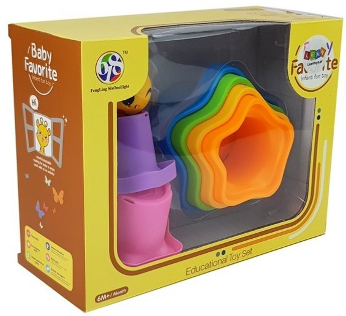 Пірамідка-обруч LEAN Toys Звездочки 7165 (5905323218680) пірамідка-стаканчик для дитини LEAN Toys Зірки 7167 (5904665996317) - зображення 1