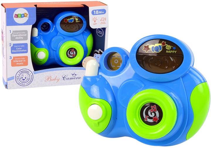 Aparat fotograficzny interaktywny dla malucha LEAN Toys ze światłem, dźwiękiem Niebieski 12064 (5904665997703) - obraz 2
