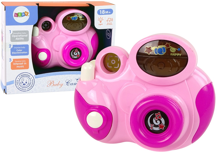 Aparat fotograficzny interaktywny dla malucha LEAN Toys ze światłem, dźwiękiem Różowy 12065 (5904665997710) - obraz 2