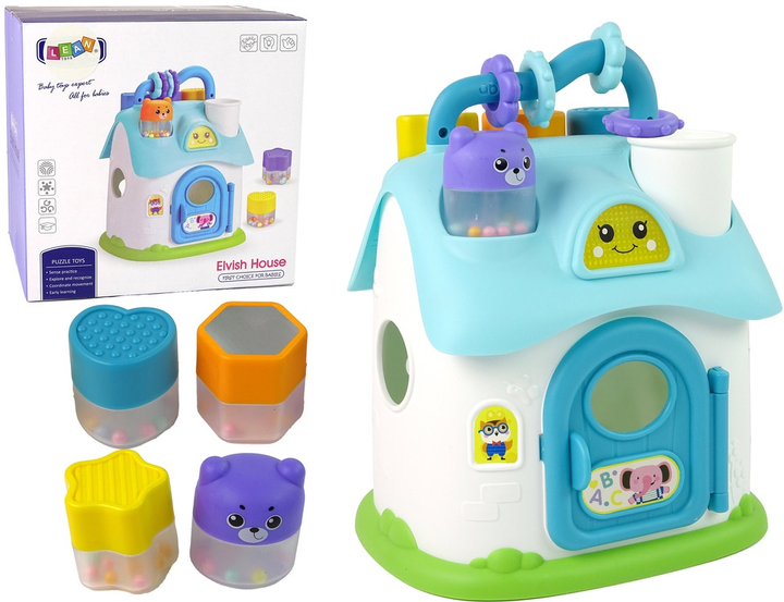 Sorter-domek edukacyjny LEAN Toys z klockami Niebieski 15199 (5905515355841) - obraz 2