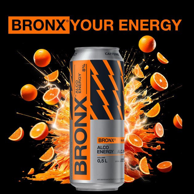 Упаковка слабоалкогольного энергетического напитка Bronx Black Orange 8% 0.5 л х 24 шт (4820193036367) - изображение 3