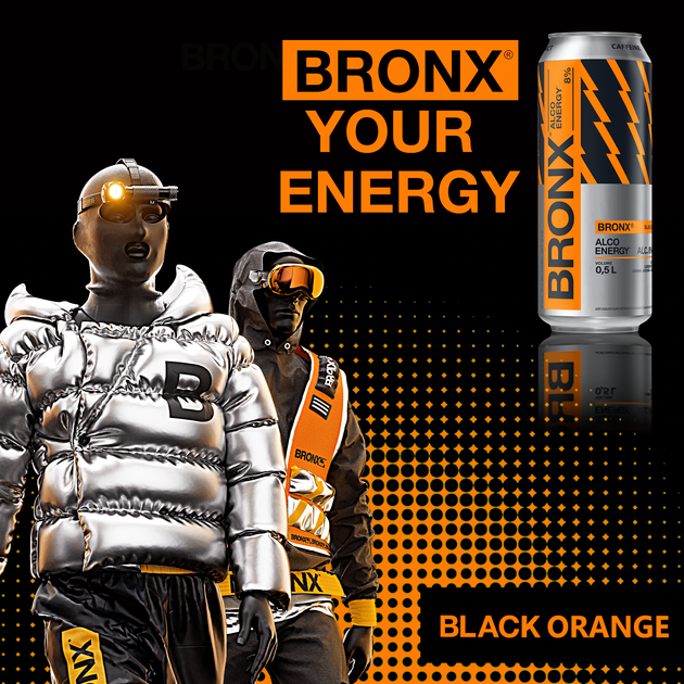 Упаковка слабоалкогольного энергетического напитка Bronx Black Orange 8% 0.5 л х 24 шт (4820193036367) - изображение 5