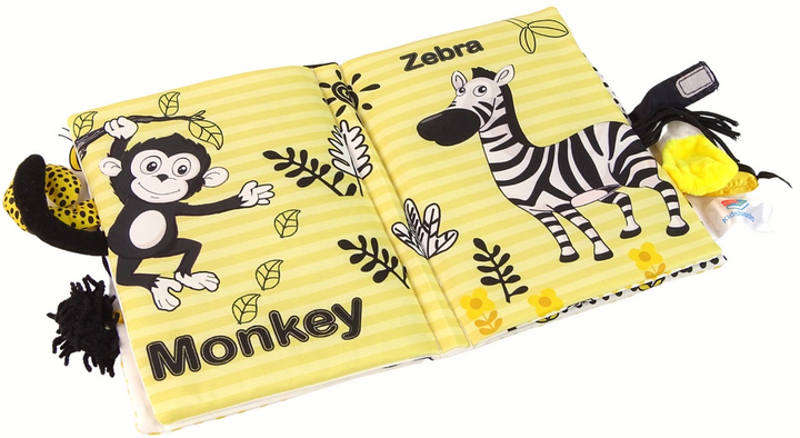 Miękka książka z zabawkami dla niemowląt LEAN Toys Zwierzęta Czarno-żółta 15591 (5905679071243) - obraz 2