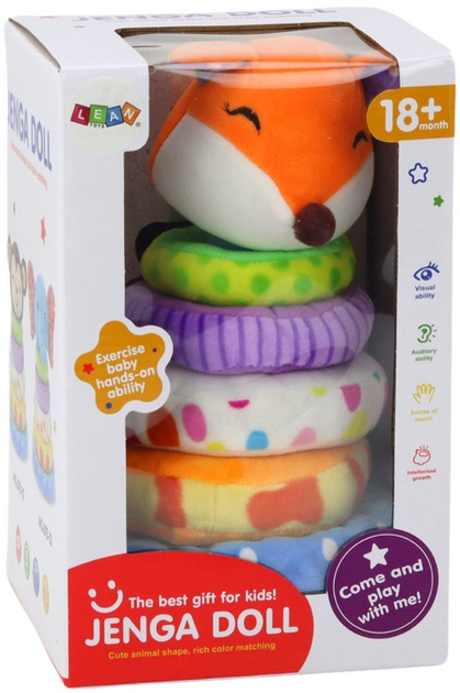 Piramidka pluszowa edukacyjna LEAN Toys Lis Kolorowa 17535 (5905991003847) - obraz 1
