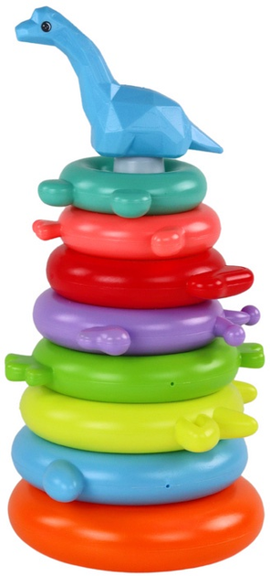 Piramidka z układankami LEAN Toys Żyrafa 8 kółek Kolorowa 17540 (5905991003892) - obraz 1