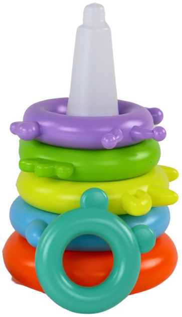 Piramidka z układankami LEAN Toys Żyrafa 8 kółek Kolorowa 17540 (5905991003892) - obraz 4