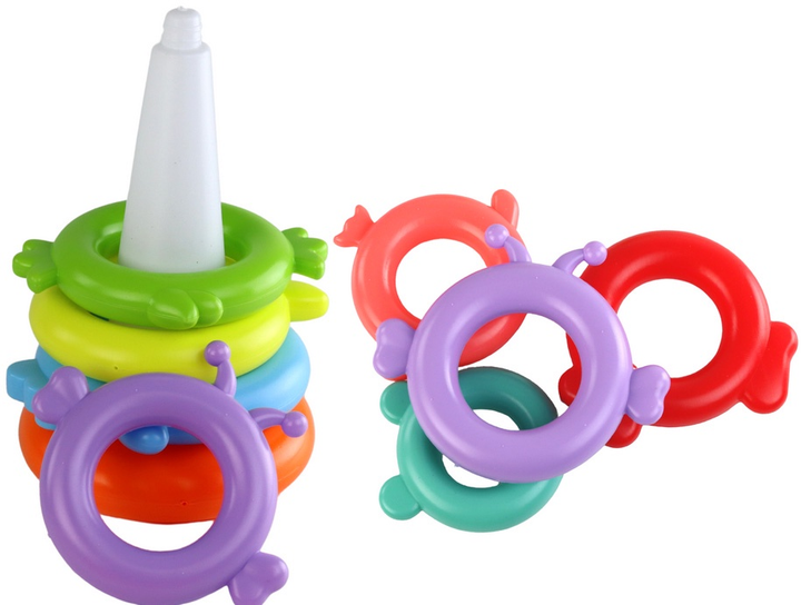 Piramidka z układankami LEAN Toys Jednorożec 8 kółek Kolorowa 17541 (5905991003908) - obraz 3