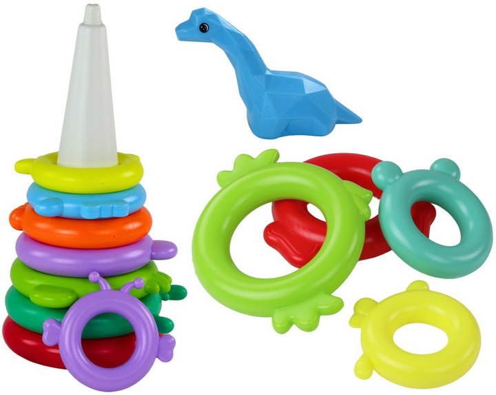 Piramidka z układankami LEAN Toys Żyrafa 13 kółek Kolorowa 17542 (5905991003915) - obraz 3