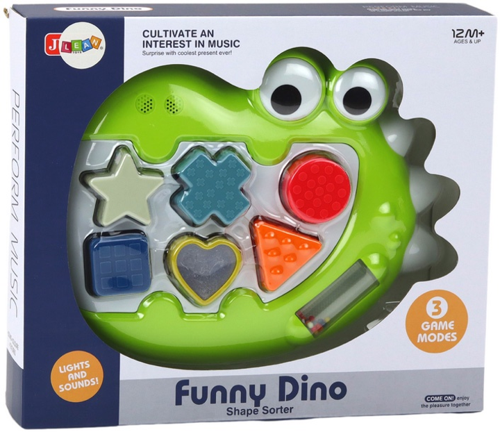 Sorter sensoryczny LEAN Toys Dinozaur grający melodie z układanką 17711 (5905991005612) - obraz 1