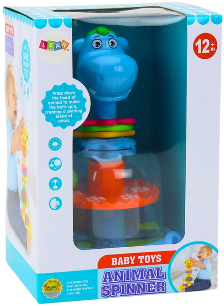 Bączek z kulkami dla niemowląt LEAN Toys Hipopotam Niebieski 20140 (5905991023241) - obraz 1