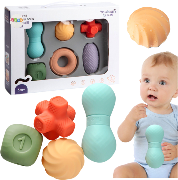 Zestaw miękkich klocków sensorycznych LEAN Toys Kolorowy 6 szt 22634 (5905991049838) - obraz 2