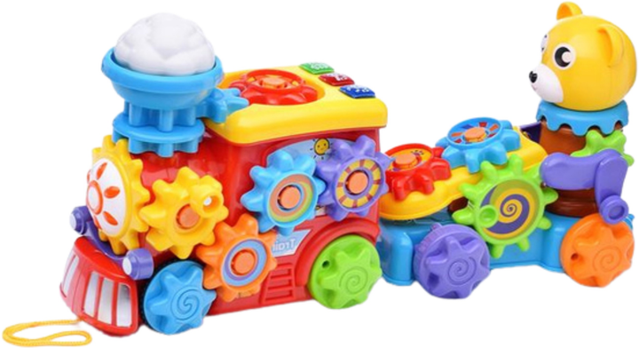 Інтерактивний музичний поїзд LEAN Toys Ведмедик з шестерінками Барвистий 22795 (5905991051442) - зображення 4