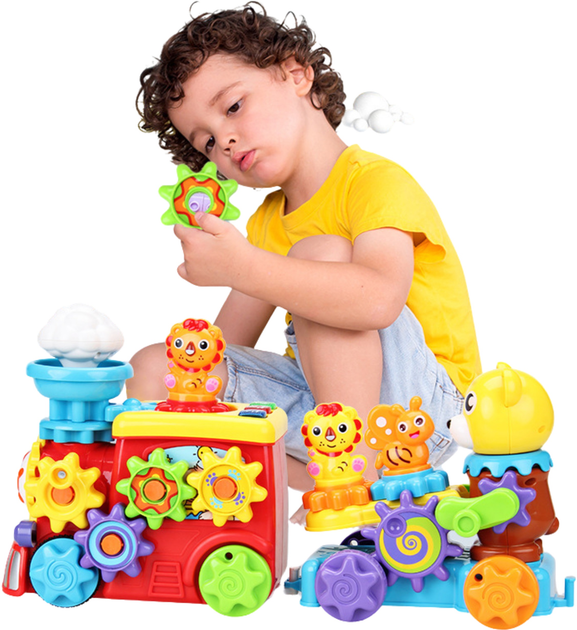 Інтерактивний музичний поїзд LEAN Toys Ведмедик з шестерінками Барвистий 22795 (5905991051442) - зображення 5