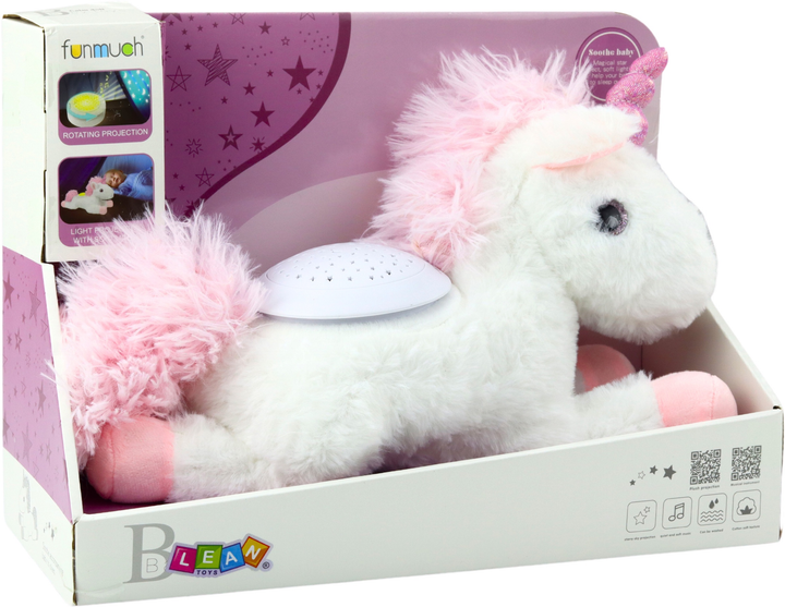 Projektor-zabawka pluszowa LEAN Toys Jednorożec usypiający z dźwiękami Biały 22808 (5905991051572) - obraz 1