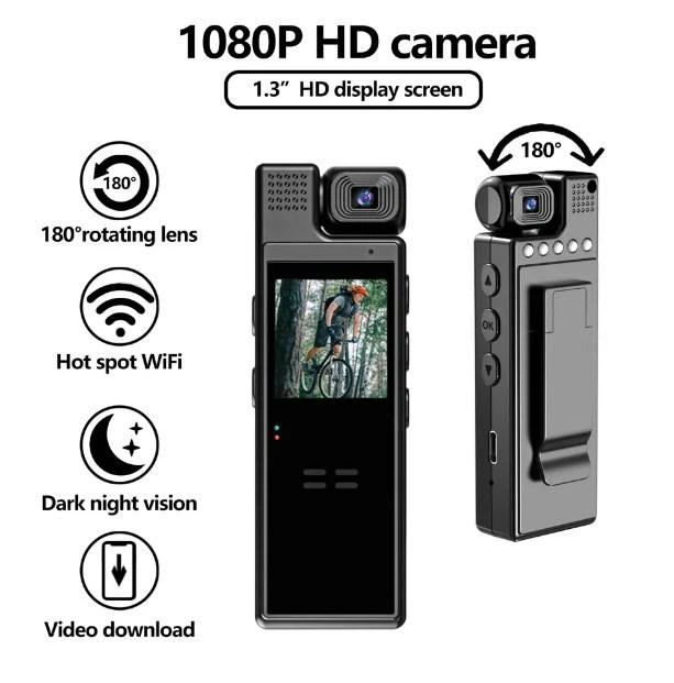 Мини цифровая боди камера 1080P VRIG WiFi нательная камера ночного видение с приложением 1200 mAh - изображение 2