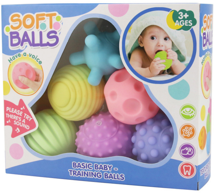Сенсорні м'ячі для дітей LEAN Toys різнокольорова 6 шт 25052 (5905991061120) - зображення 1