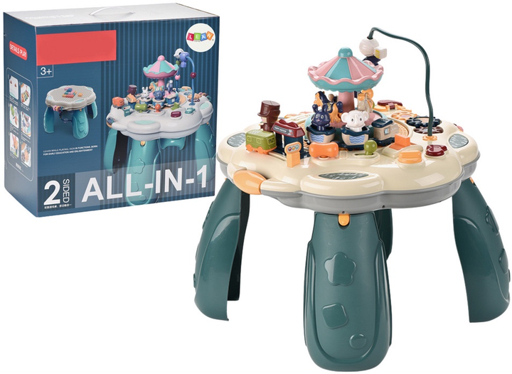 Інтерактивний столик LEAN Toys 2в1 з блоковою поверхнею синій (5905991029519) - зображення 2