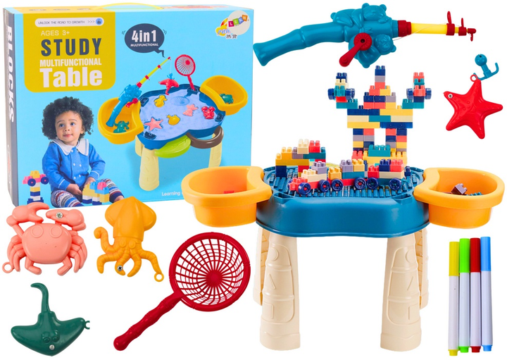 Stolik wielofunkcyjny LEAN Toys 4w1 Niebieski 18529 (5905991021506) - obraz 2
