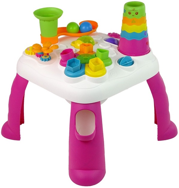 Stolik interaktywny LEAN Toys z sorterem Różowy 12228 (5904665999721) - obraz 3