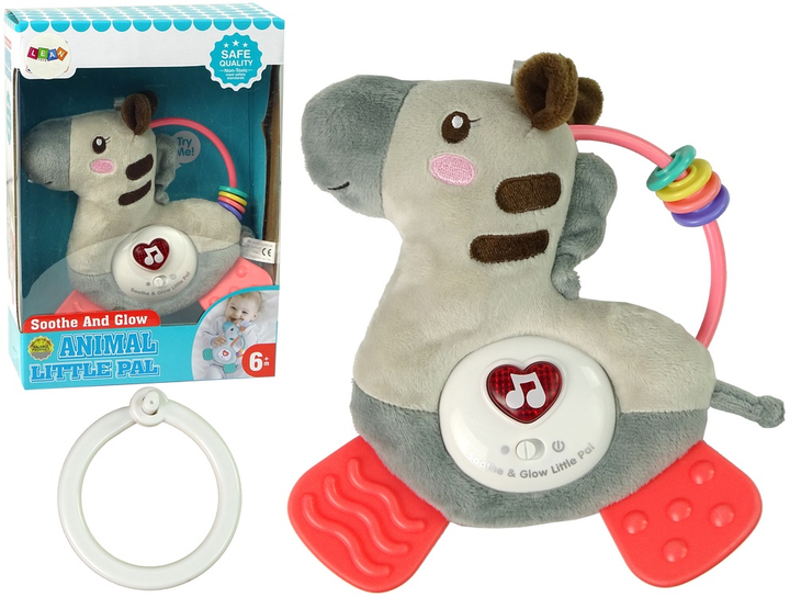 Інтерактивна іграшка LEAN Toys Зебра з брязкальцем і прорізувачем сірий 10013 (5904204758703) - зображення 2