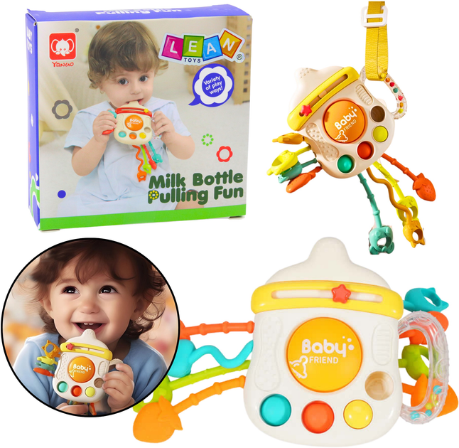 Сенсорна іграшка LEAN Toys 3в1 з прорізувачем брязкальцем і пляшкою 22647 (5905991049968) - зображення 2