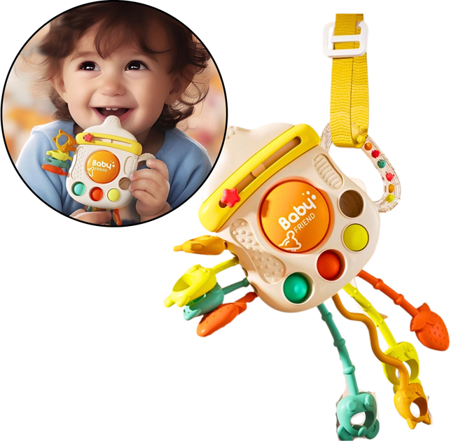 Сенсорна іграшка LEAN Toys 3в1 з прорізувачем брязкальцем і пляшкою 22647 (5905991049968) - зображення 4