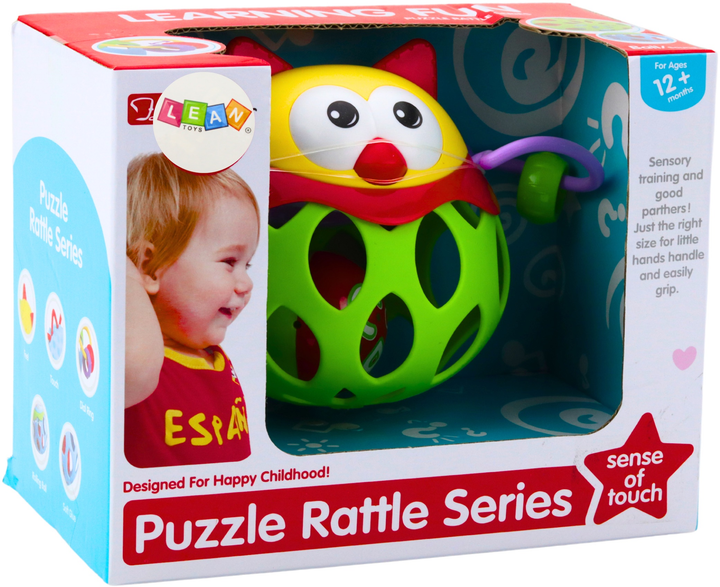 Piłka miękka sensoryczna LEAN Toys Sowa z grzechotką Zielona 22792 (5905991051411) - obraz 1