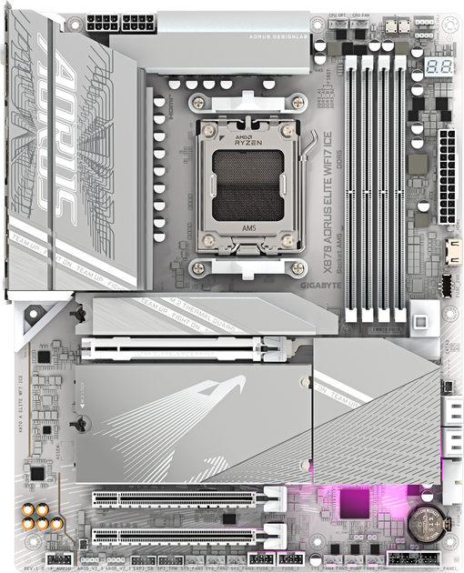 Материнская плата Gigabyte X870 AORUS ELITE WIFI7 ICE (sAM5, AMD X870, PCI-Ex16) + SSD диск Gigabyte Gen4 4000E 500GB M.2 2280 NVMe PCIe 4.0 x4 3D NAND Flash в подарок! - изображение 2