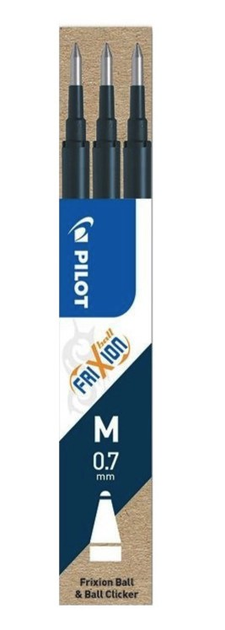 Набір стрижнів для ручок Pilot FriXion Ball & Ball Clicker M 0.7 мм Blue 3 шт (ZES4902505465574) - зображення 1