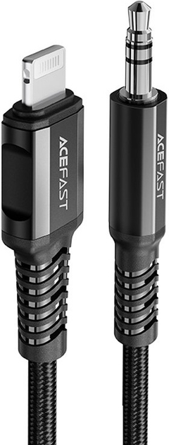 Kabel Acefast MFI Lightning - mini-jack 3.5 mm nylon 1.2 m Czarny (6974316280583) - obraz 1