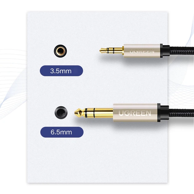 Кабель аудіо6.35мм-3.5мм TRS UGREEN AV127 Stereo Audio Cable (2m). Gray - зображення 3