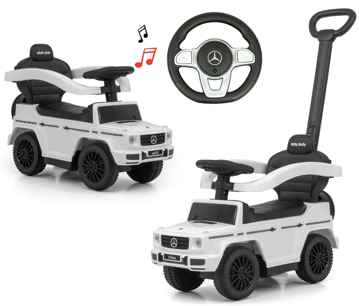 Автомобіль-каталка з ручкою Milly Mally Mercedes G 350 d White (3385) (5901761126266) - зображення 4