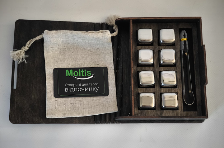 Кубики для виски Moltis Relax Whiskey Stones Original Wood 8 шт из метала в сребном цвете (MBS-10507) - Фото 2 Кубики для виски Moltis Relax Whiskey Stones Original Wood 8 шт из метала в сребном цвете (MBS-10507) - изображение 2