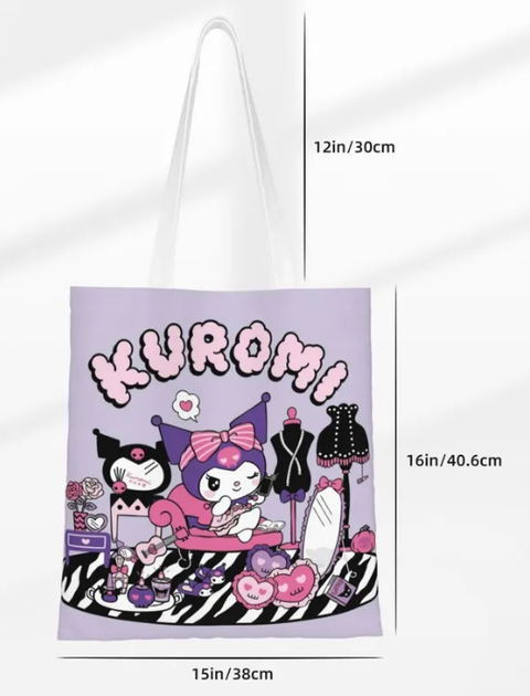 Еко-сумка шоппер аніме з принтом "Куромі" Melody (Kuromi) Sanrio 37*34см Y2K kpop малюнок з двох сторін у корейському фіолетовому стилі (AN)32122 - Фото 2 Еко-сумка шоппер аніме з принтом "Куромі" Melody (Kuromi) Sanrio 37*34см Y2K kpop малюнок з двох сторін у корейському фіолетовому стилі (AN)32122 - зображення 2