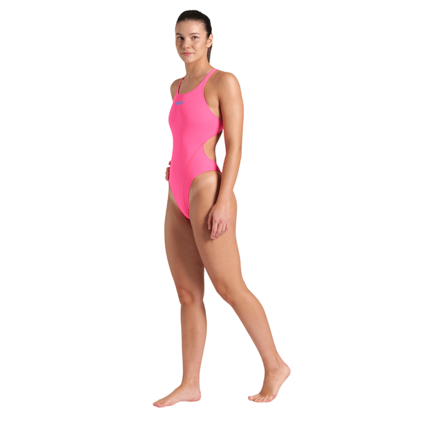 Жіночий спортивний купальник для плавання Arena TEAM SWIMSUIT SWIM TECH SOLID (004763-908) розмір 42 рожевий - зображення 2