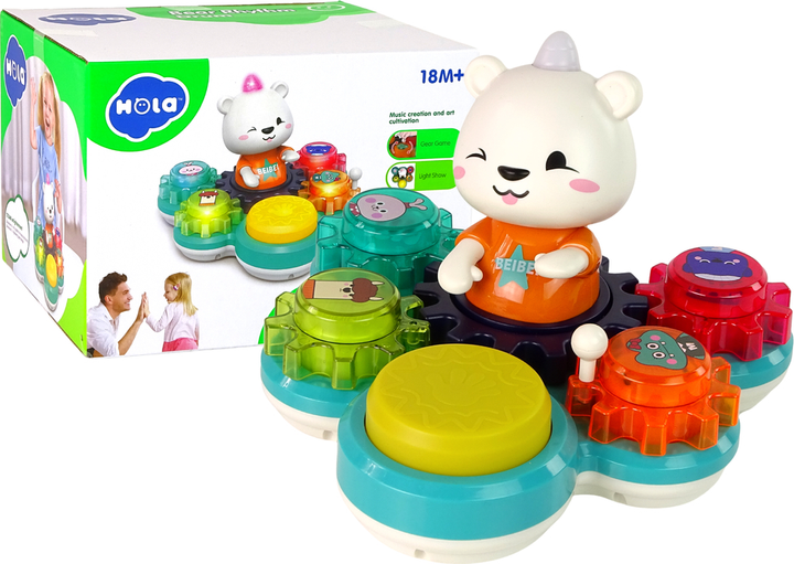 Miś LEAN Toys grający z kołami zębatymi 12415 (5905214970024) - obraz 3