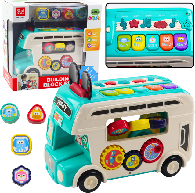 Autobus LEAN Toys świeci i wydaje dźwięki Turkusowy 22712 (5905991050612) - obraz 2