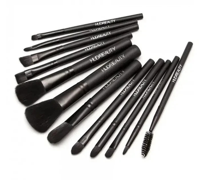 Набор кистей HUDA BEAUTY face and eyes wet powder makeup brush 12 шт высококачественные синтетические волосы современный дизайн - изображение 5