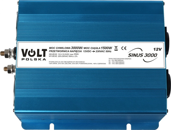 Перетворювач напруги Volt Polska Sinus Eco 3000 12VDC/230VAC 1500W (3SIPS30001) - зображення 3