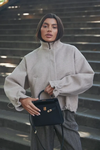 Бежевое укороченное пальто XXL-3XL - изображение 6