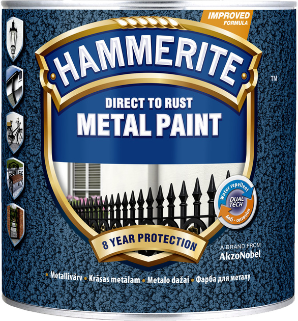 Фарба Hammerite Metal Paint Hammered молоткова чорна алкідна фарба для металу 2.5 л (5126348) - зображення 1